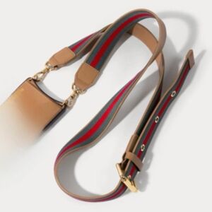 Bandolier Kimberly Crossbody Phonecase Strap Leather Tan Gold Red